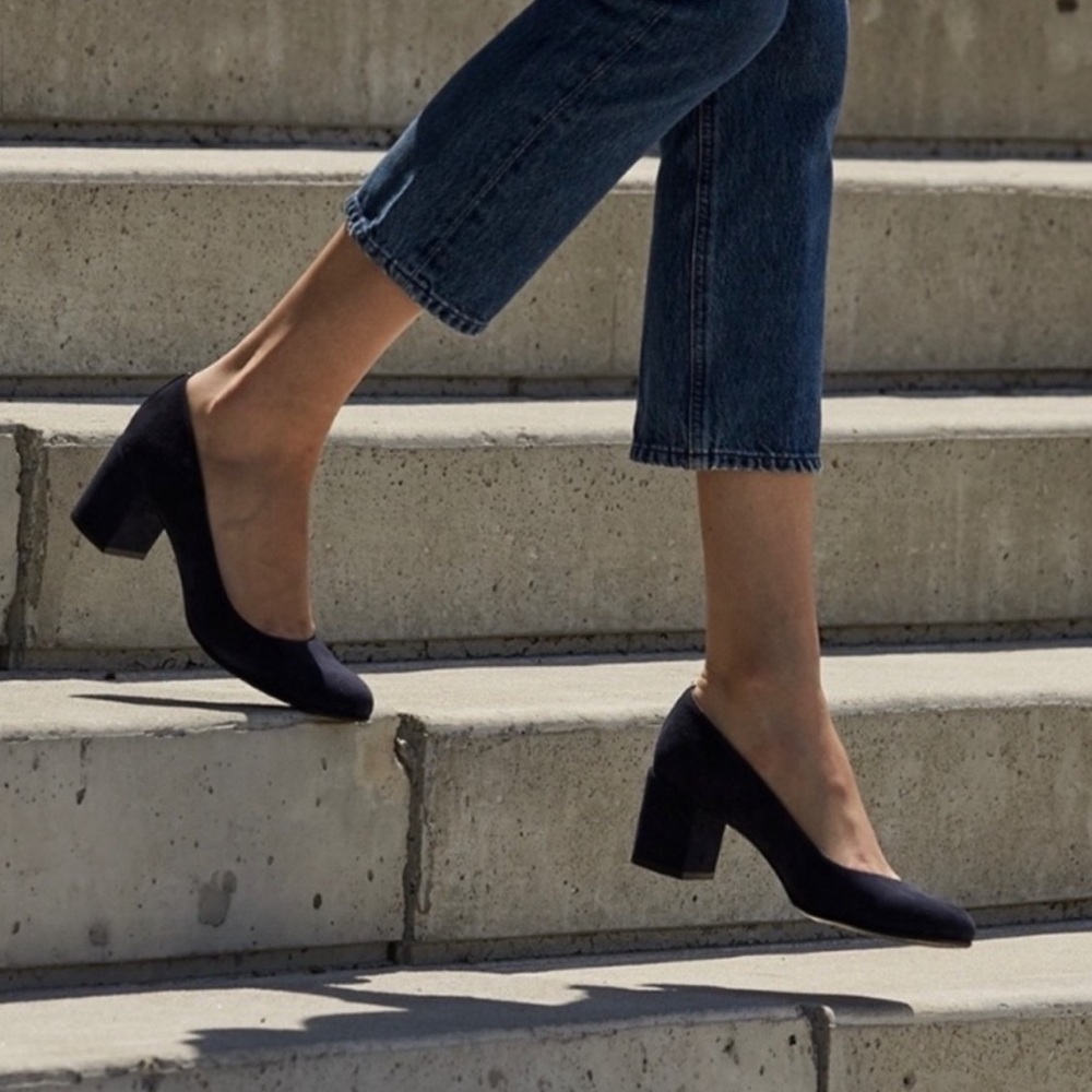 Margaux Black Block Heel Pumps